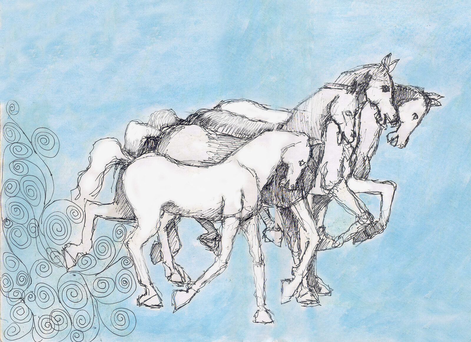 Drawing of horses